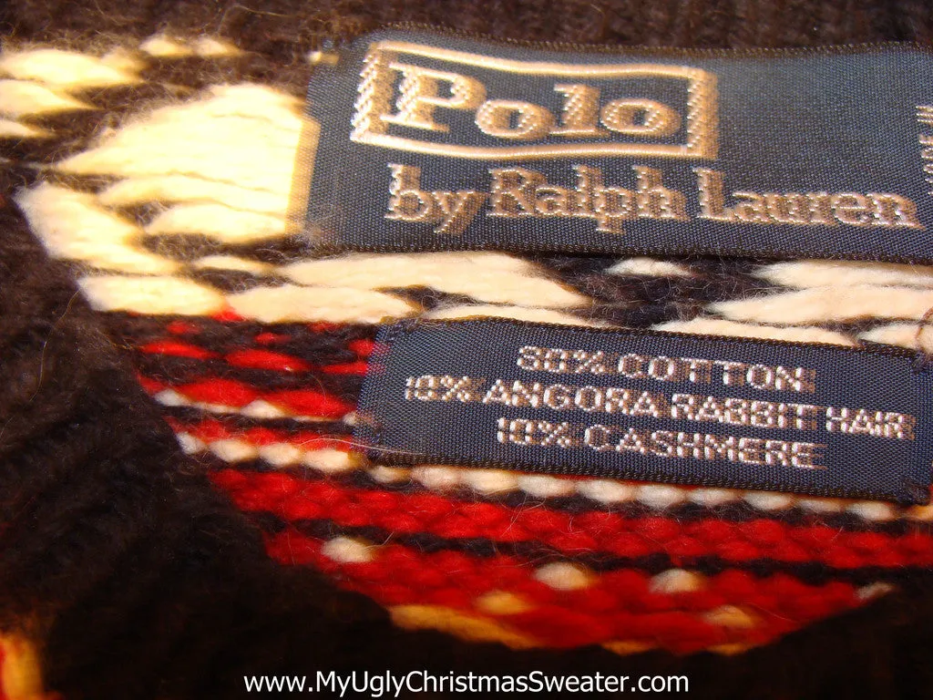 Ugly Christmas Sweater Party Vintage Ralph Lauren Reindeer Sweater (like John Mayer wore on Ellen) (v9)