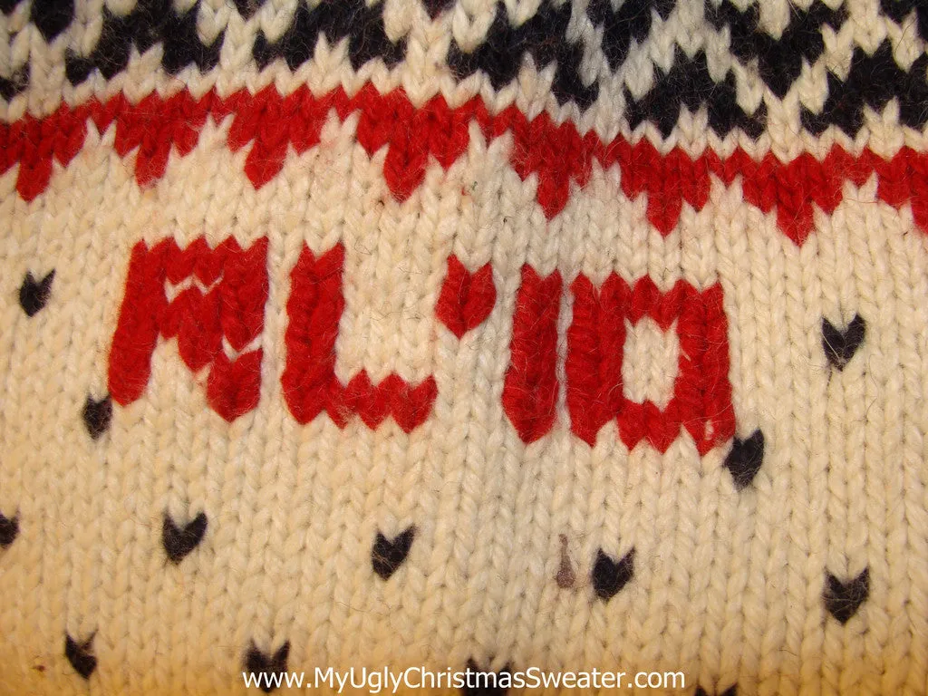 Ugly Christmas Sweater Party Vintage Ralph Lauren Reindeer Sweater (like John Mayer wore on Ellen) (v9)