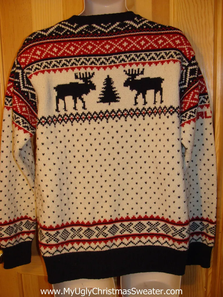 Ugly Christmas Sweater Party Vintage Ralph Lauren Reindeer Sweater (like John Mayer wore on Ellen) (v9)