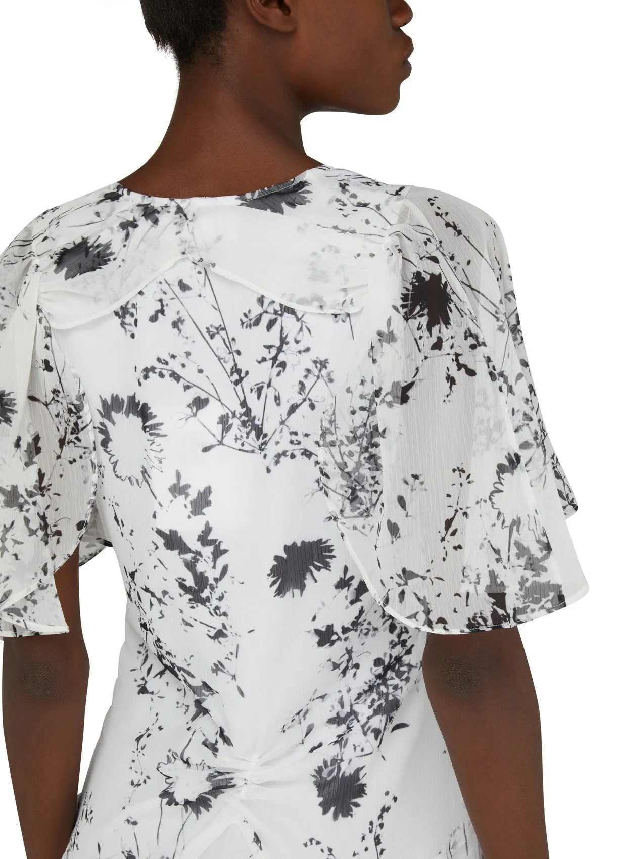 Victoria Beckham Floaty Godet Printed Chiffon Midi Dress - Current Season
