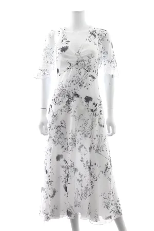 Victoria Beckham Floaty Godet Printed Chiffon Midi Dress - Current Season