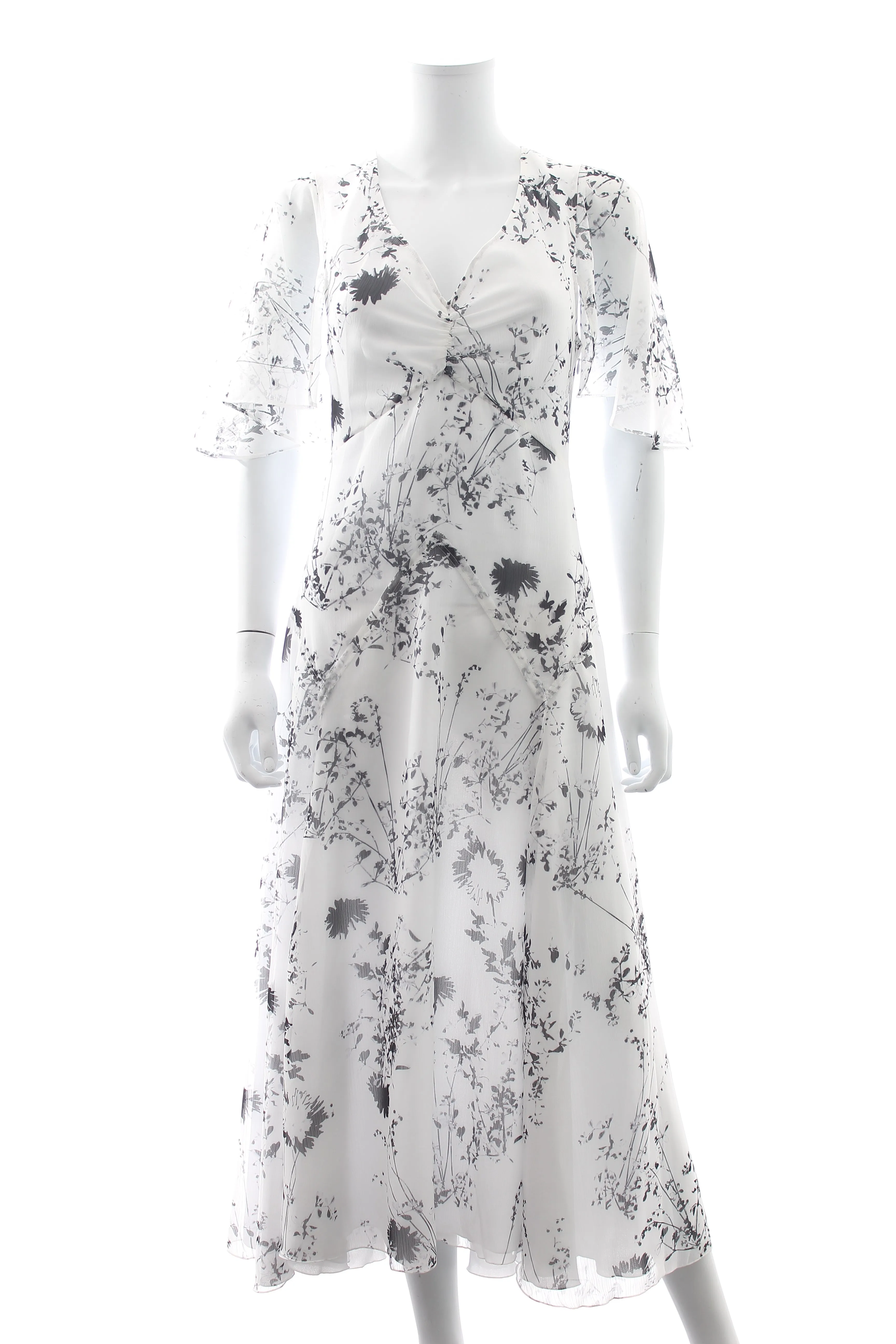 Victoria Beckham Floaty Godet Printed Chiffon Midi Dress - Current Season