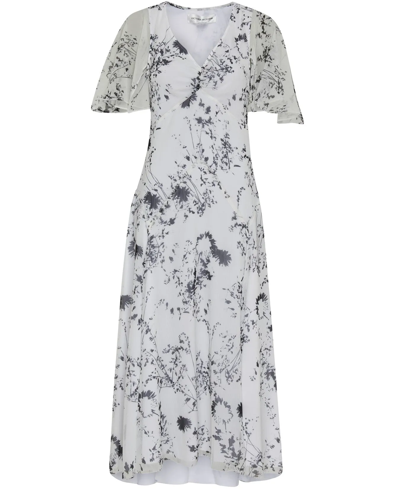 Victoria Beckham Floaty Godet Printed Chiffon Midi Dress - Current Season