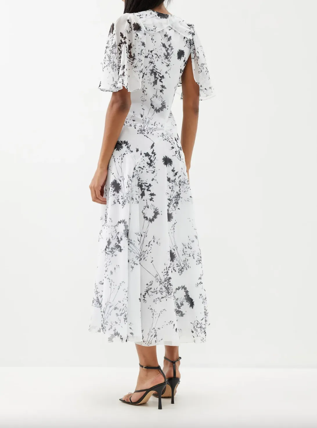 Victoria Beckham Floaty Godet Printed Chiffon Midi Dress - Current Season