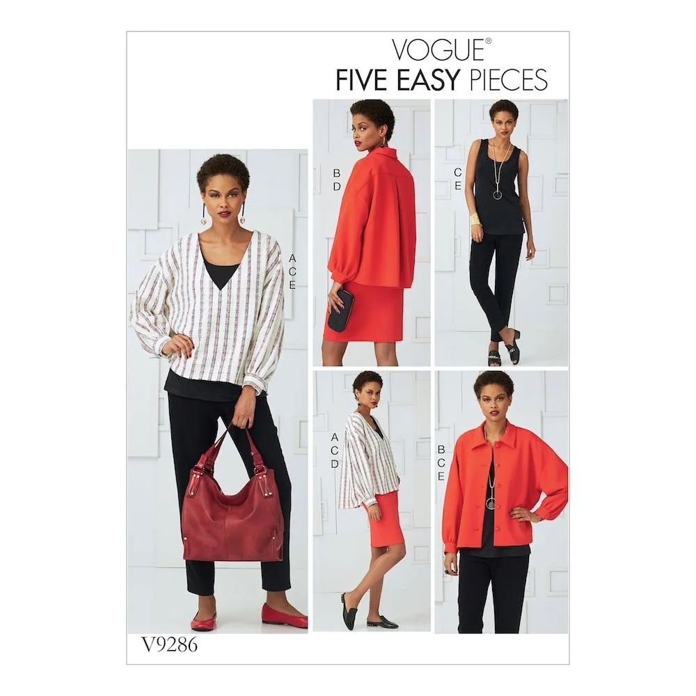 Vogue Pattern V9286 Misses' Tops, Straight Skirt, and Pants