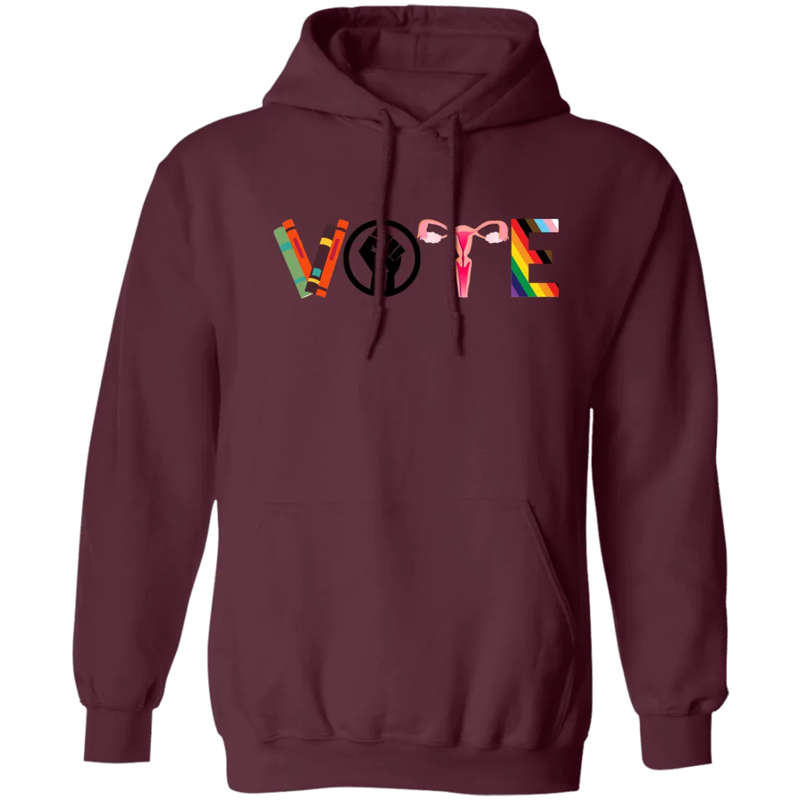VOTE Pullover Hoodie | Banned Books, Reproductive Rights, BLM, LGBTQ Progress, Political Activism, Roe v Wade Pullover Hoodie