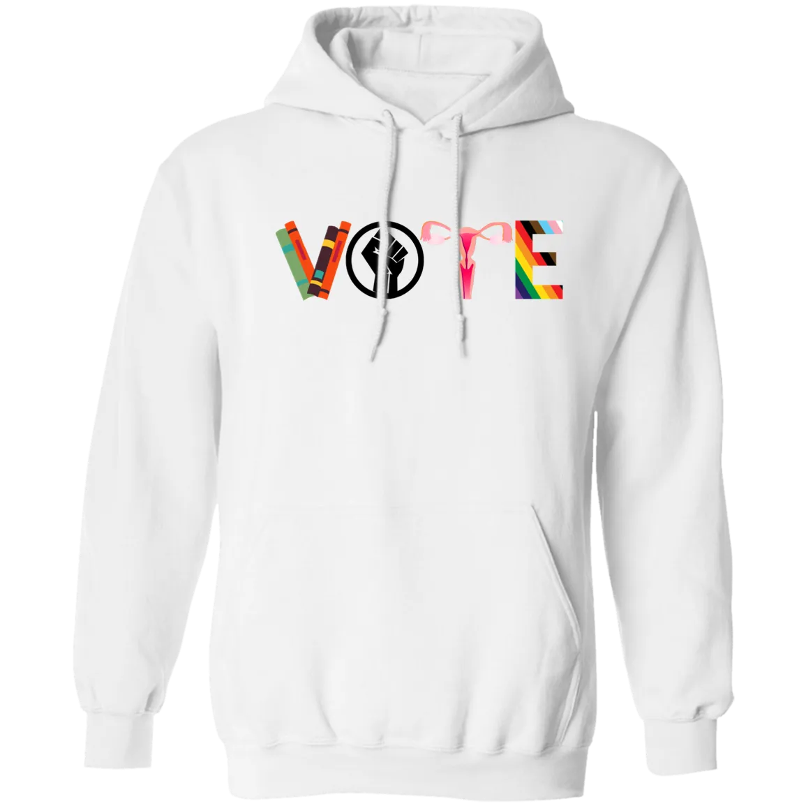 VOTE Pullover Hoodie | Banned Books, Reproductive Rights, BLM, LGBTQ Progress, Political Activism, Roe v Wade Pullover Hoodie