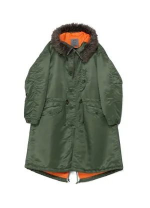 WATER-REPELLENT NYLON TWILL FUR BIG MODS COAT