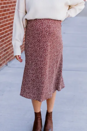 Waverly Printed Midi Skirt | Brown
