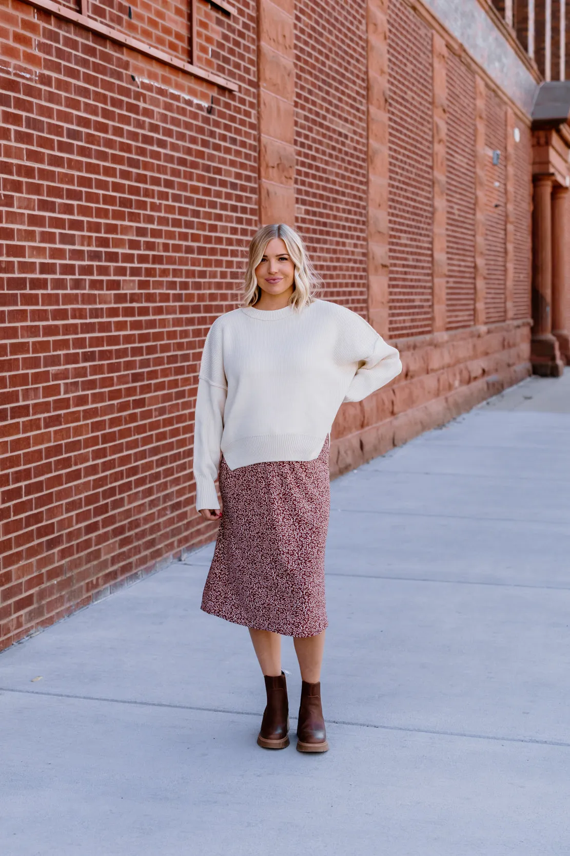 Waverly Printed Midi Skirt | Brown