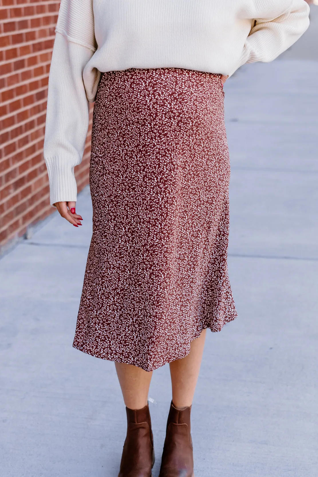 Waverly Printed Midi Skirt | Brown