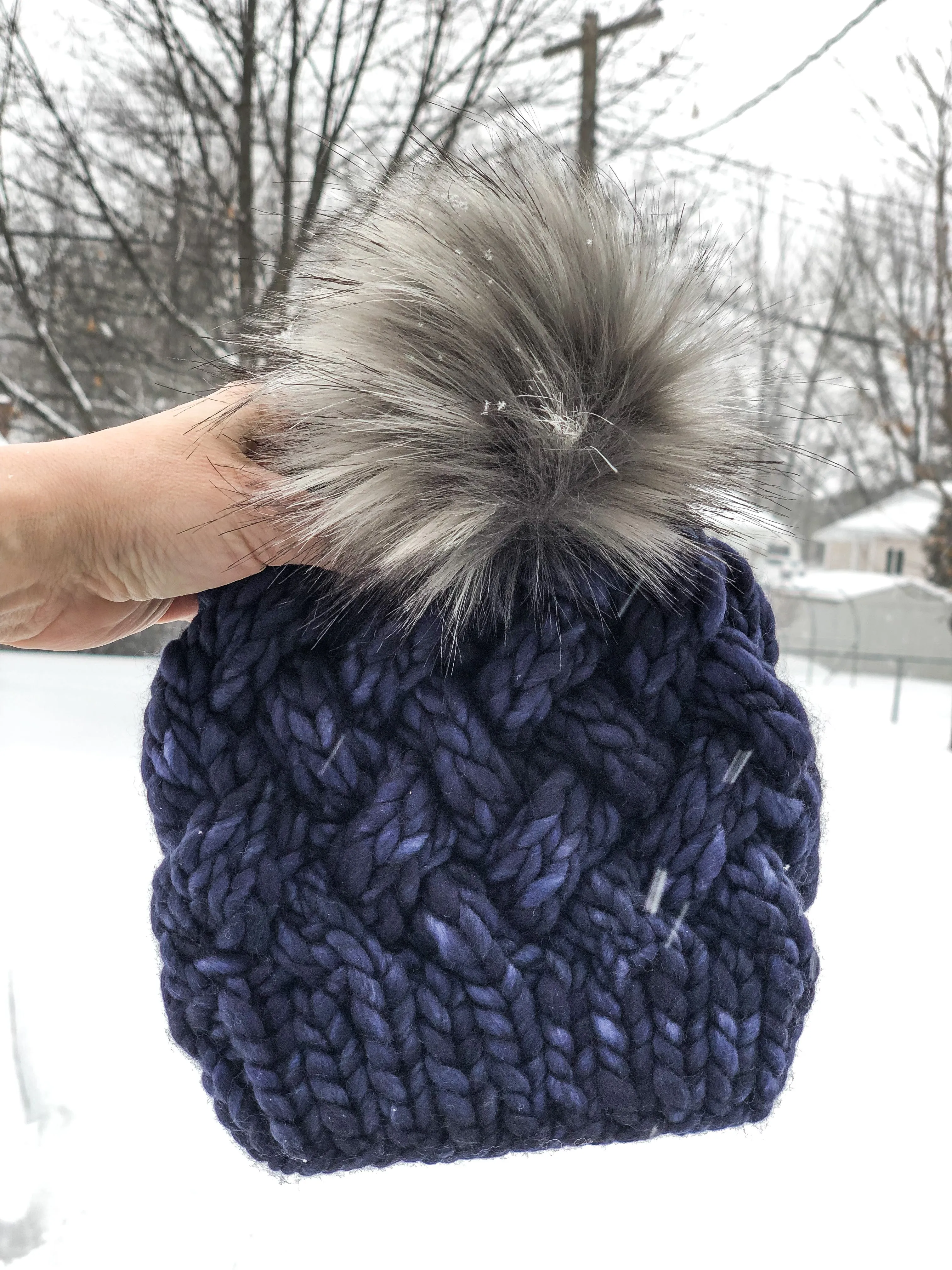 Yukon Slouch | LUXURY Handmade 100% Merino Wool Knit Beanie | Malabrigo Rasta | Detachable Faux Fur Pom Pom | TODDLER Size | Ready To Ship