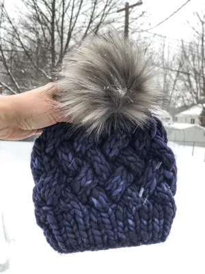 Yukon Slouch | LUXURY Handmade 100% Merino Wool Knit Beanie | Malabrigo Rasta | Detachable Faux Fur Pom Pom | TODDLER Size | Ready To Ship